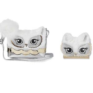Justice For Girls  Fur Metallic Owl Critter Crossbody Purse & Wallet Set